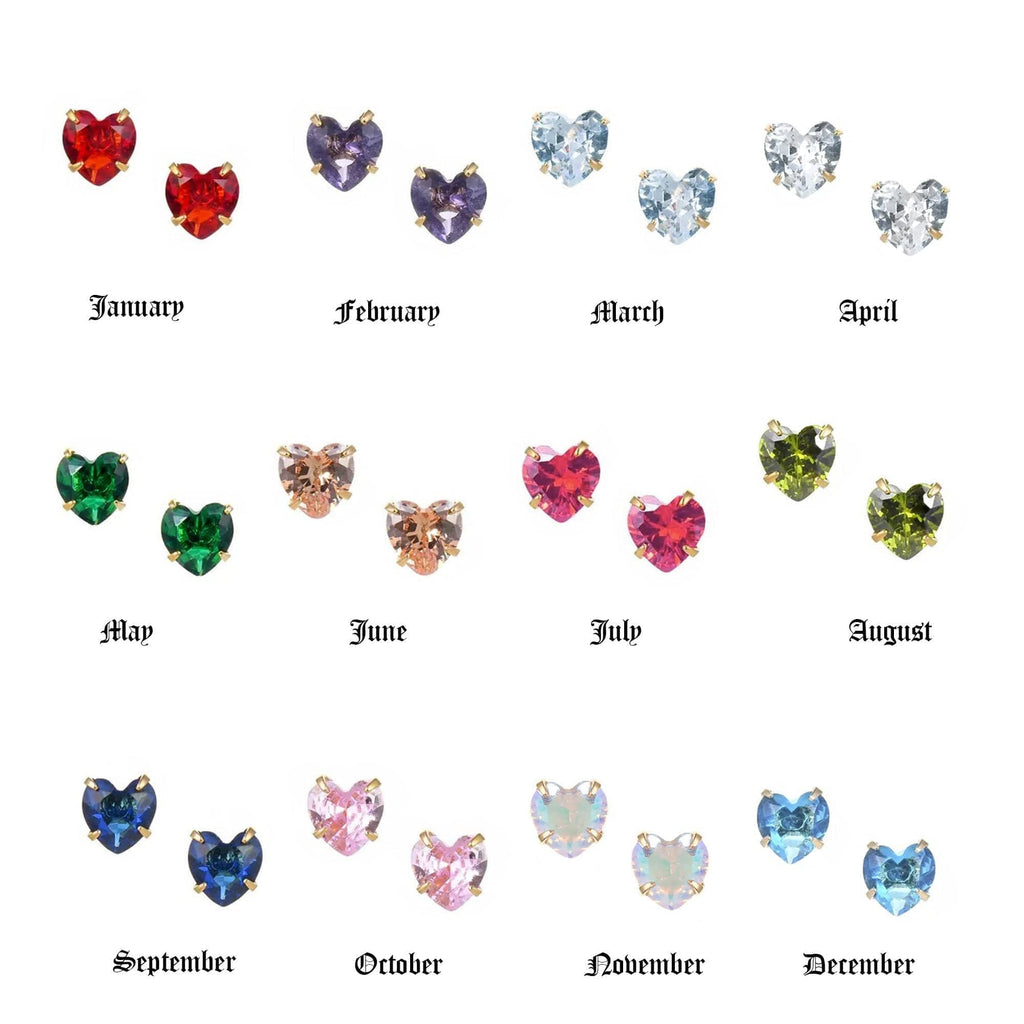 Heart Birthstone Earrings