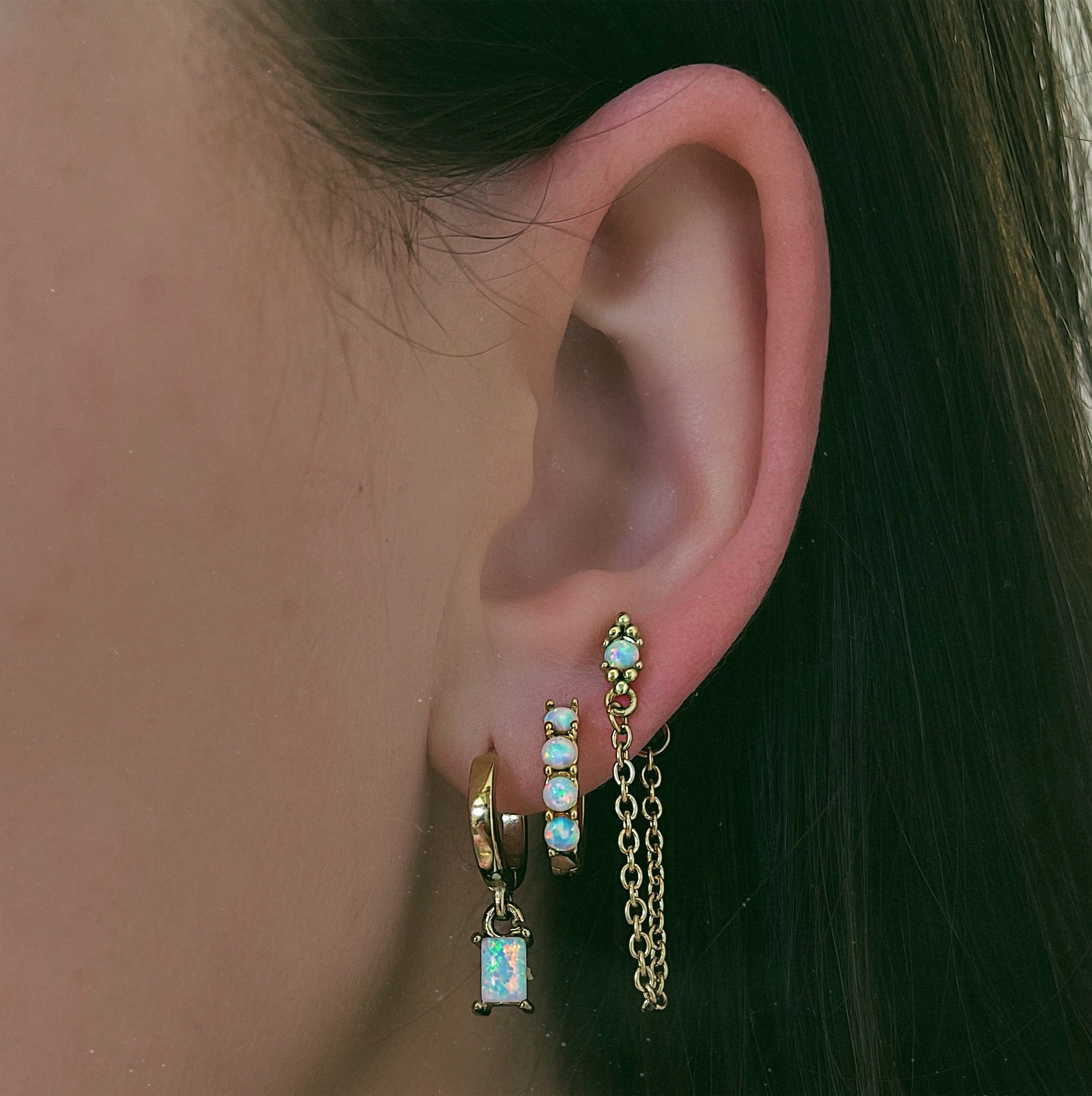 Loretta Opal Hoop Earrings