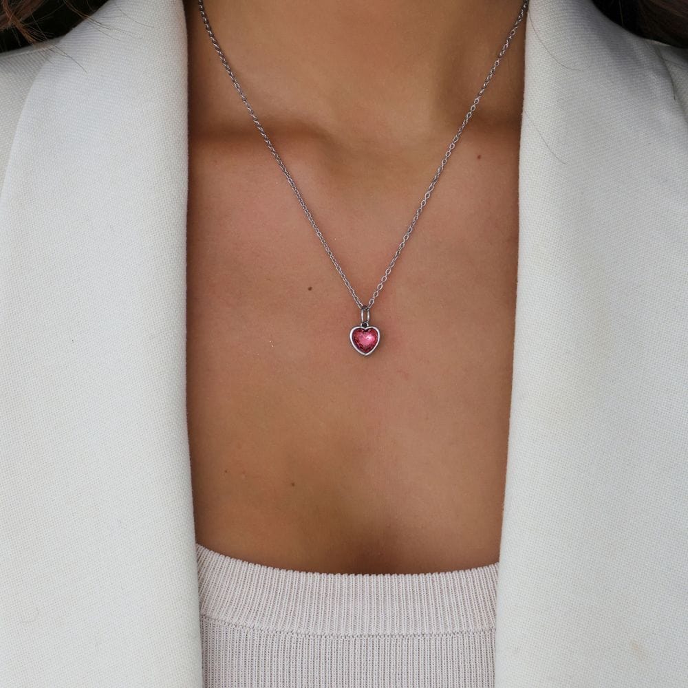 Love Heart Birthstone Necklace