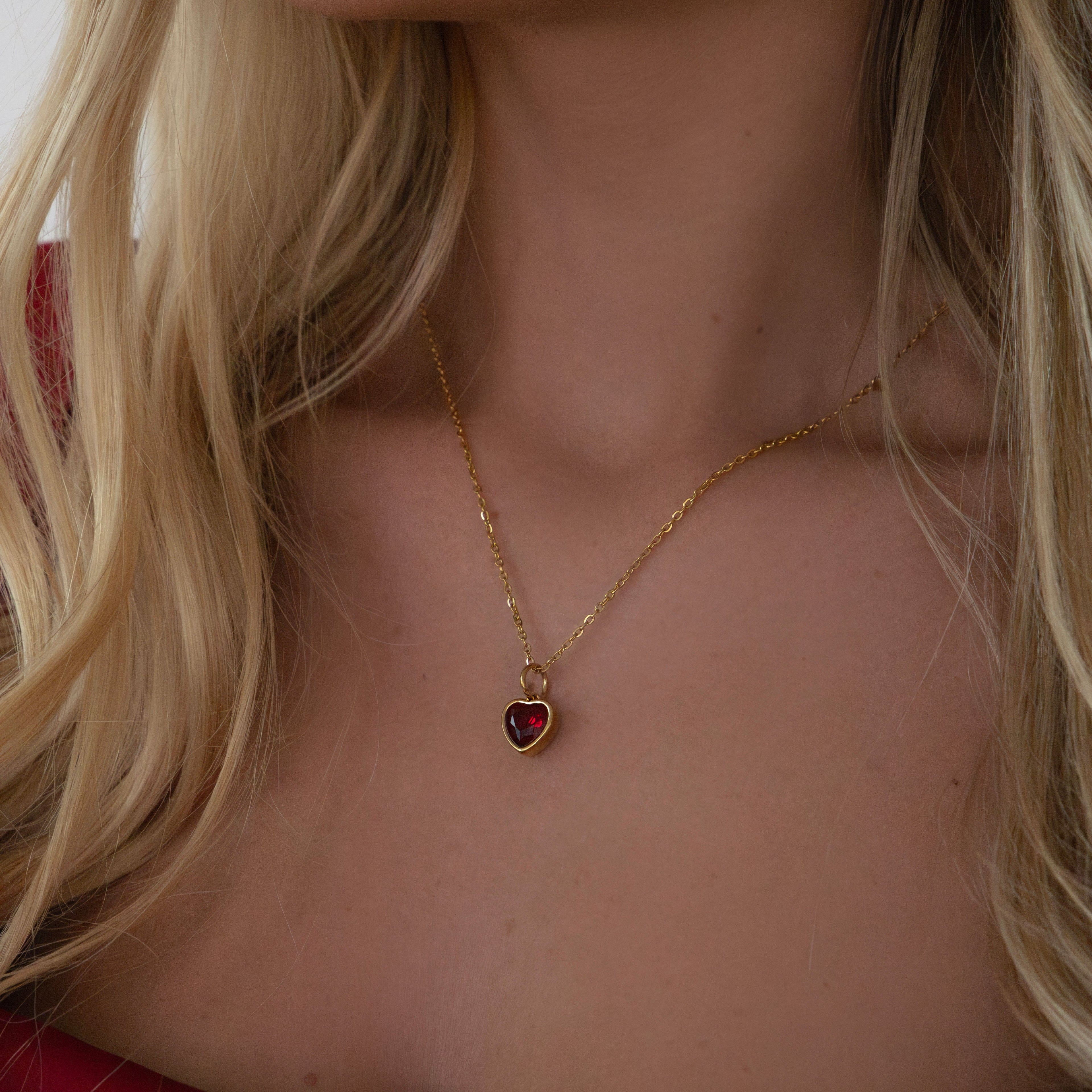 Love Heart Birthstone Necklace