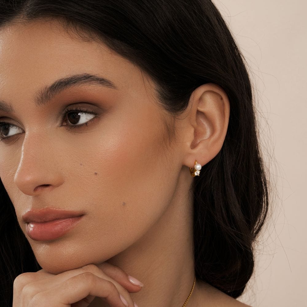 Madeline Pearl Hoop Earrings