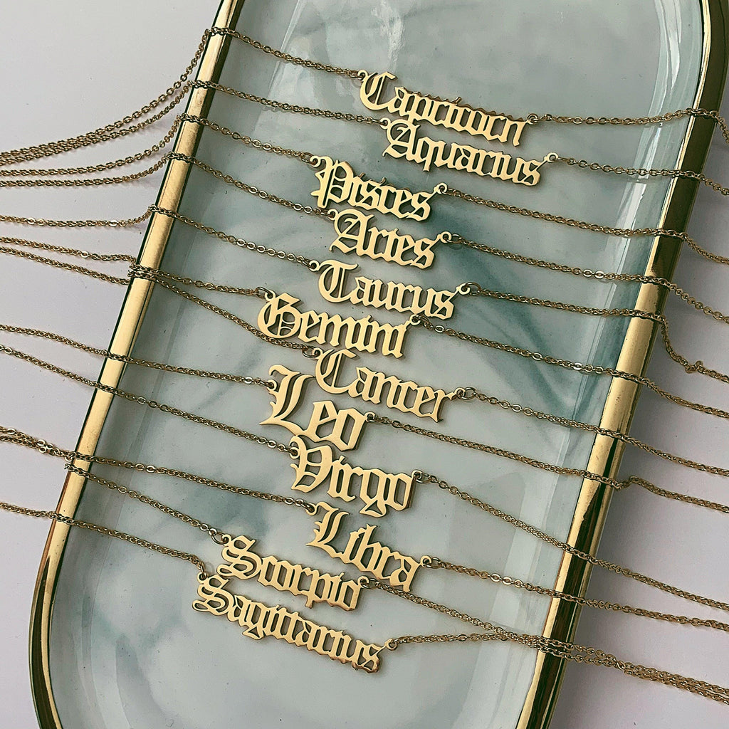 Old English Zodiac Necklace