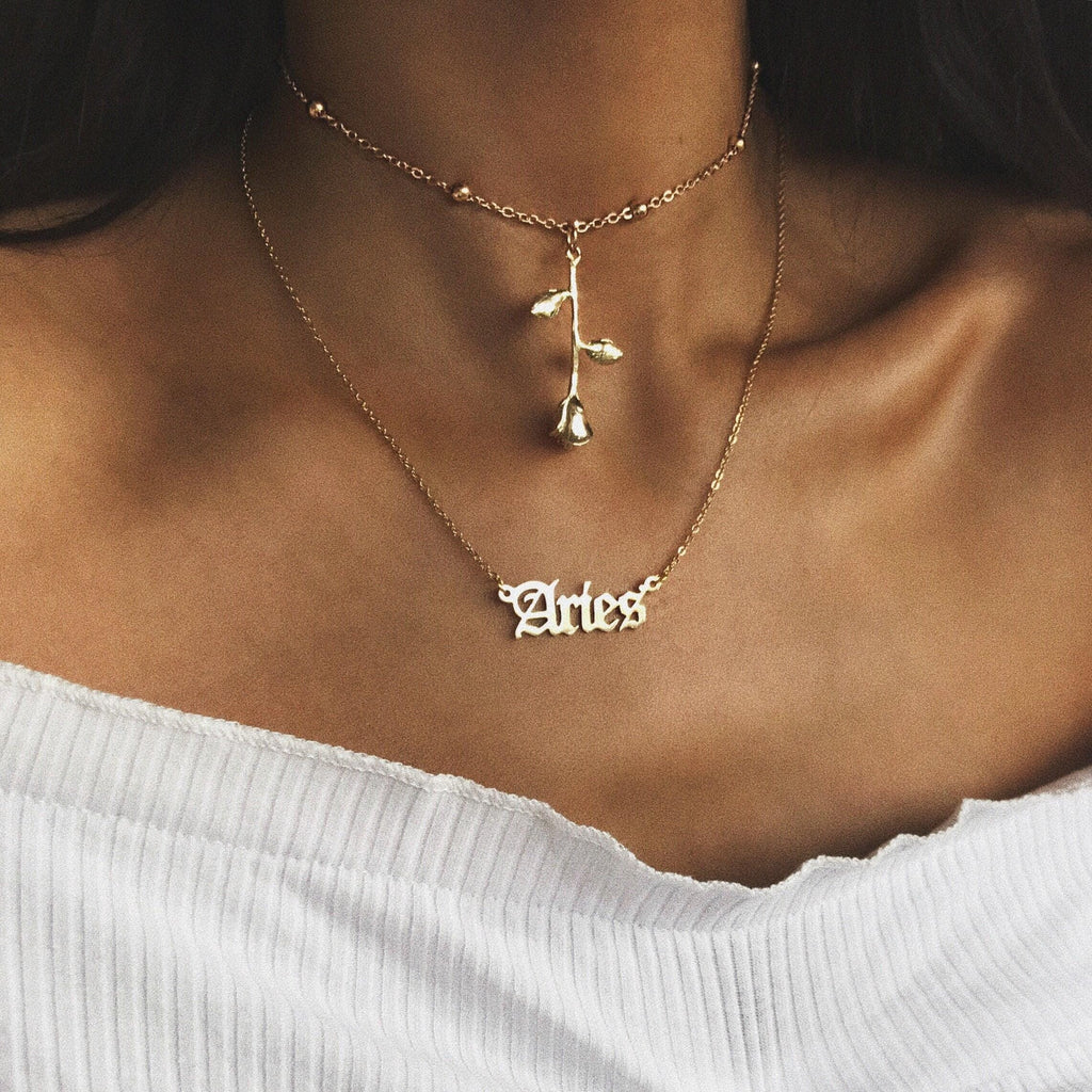 Old English Zodiac Necklace