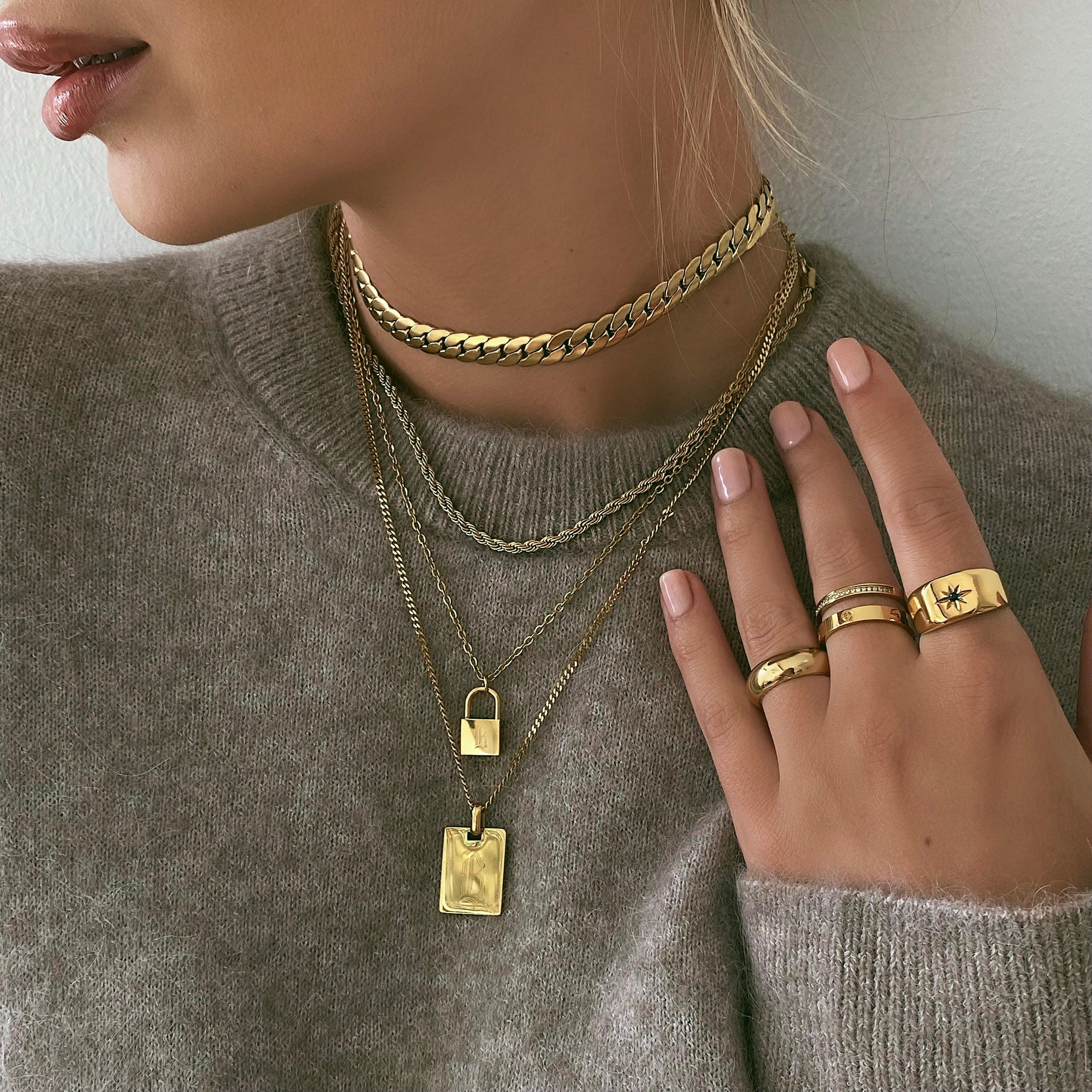 Padlock Gothic Initial Necklace