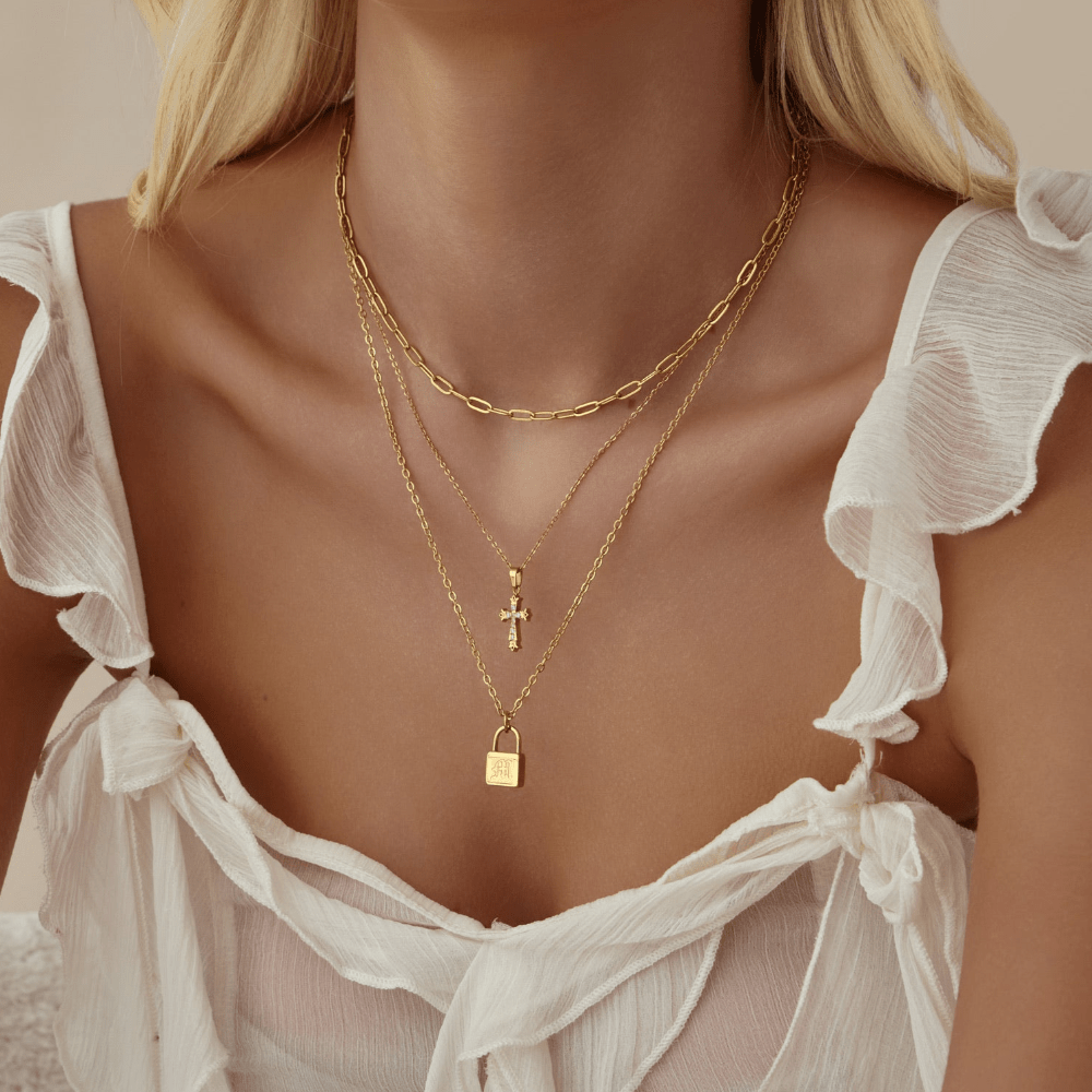 Padlock Gothic Initial Necklace