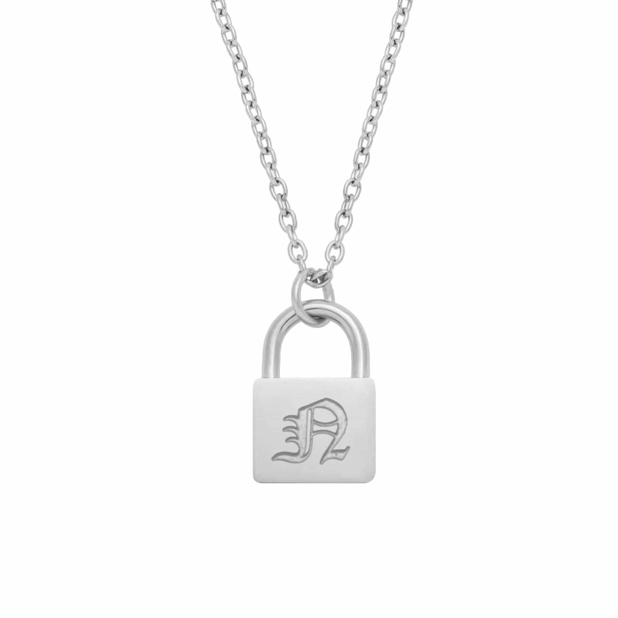 Padlock Gothic Initial Necklace