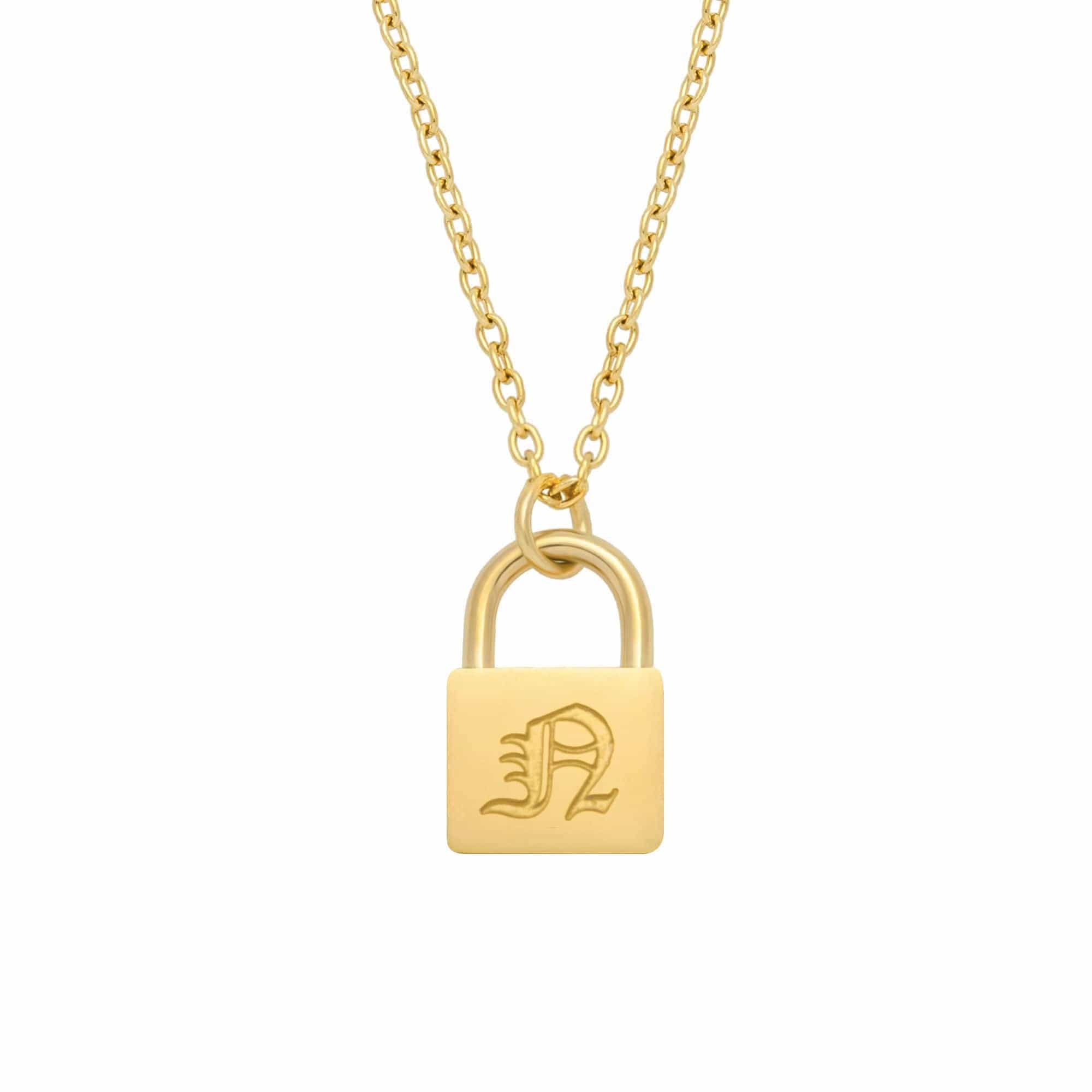 Padlock Gothic Initial Necklace