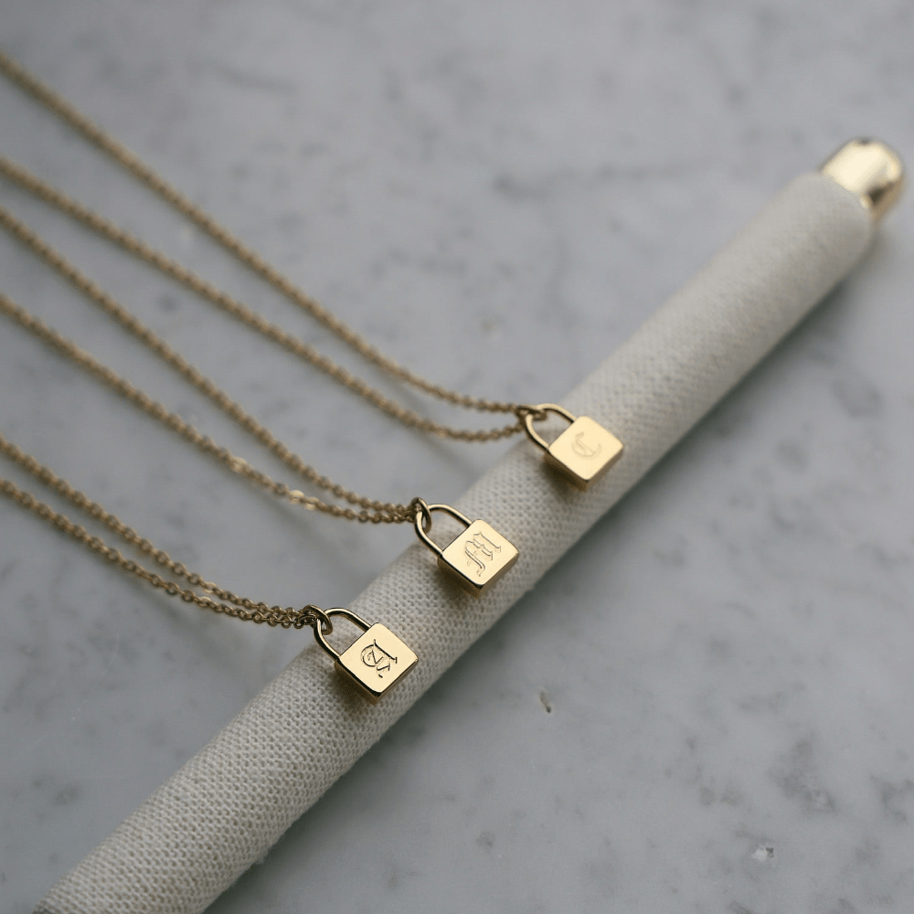Padlock Gothic Initial Necklace