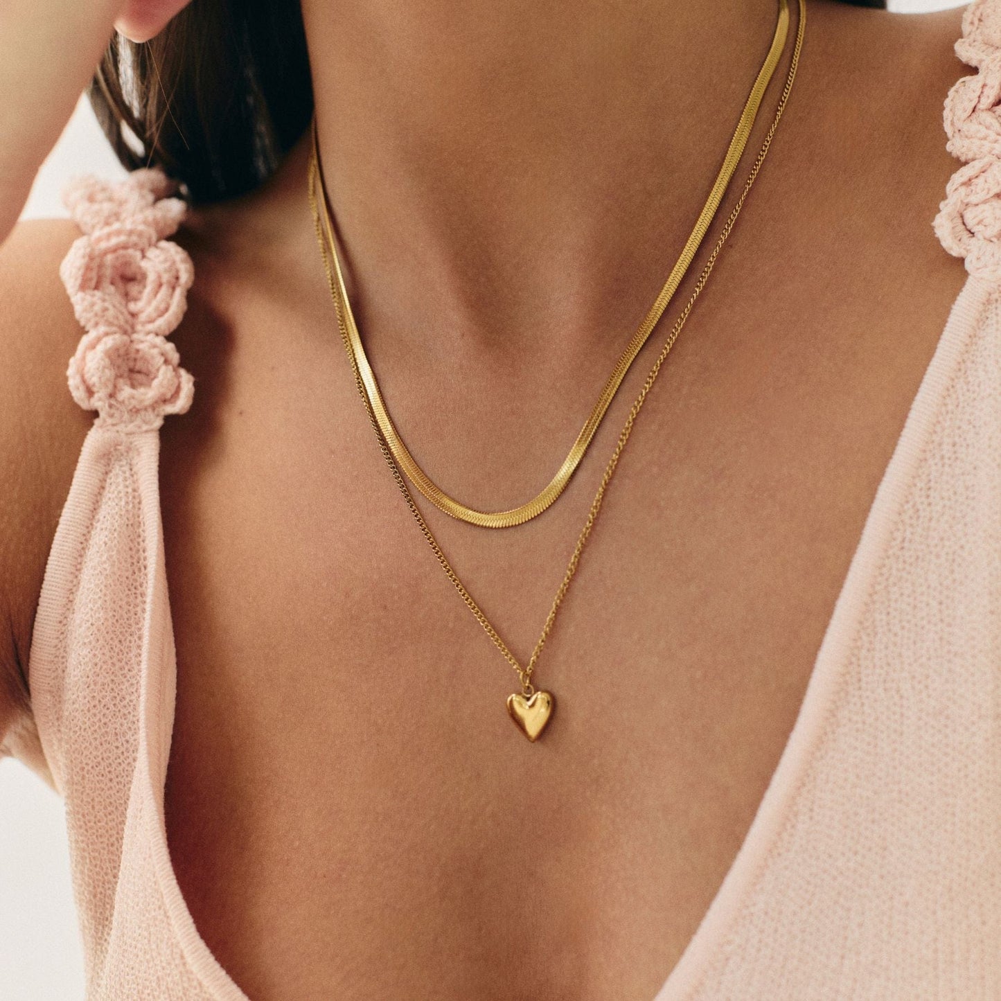 Paulina Bubble Heart Layered Necklace