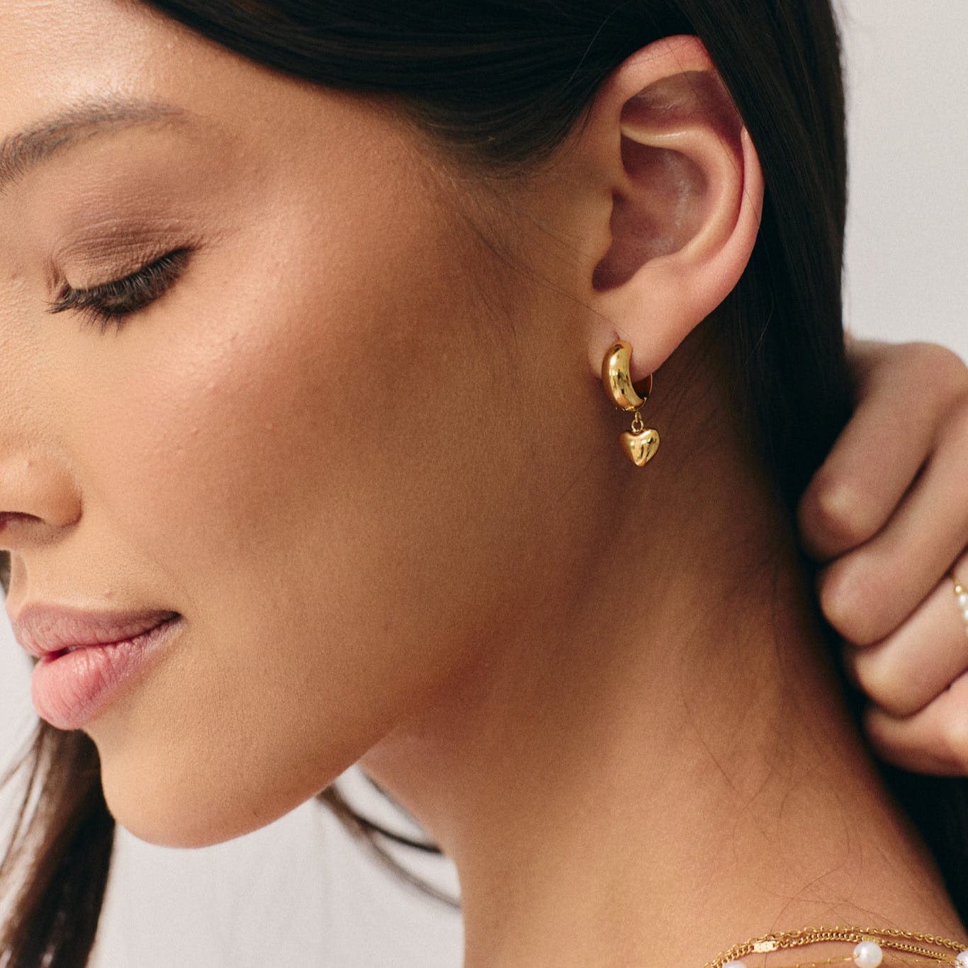 Puffy Heart Hoop Earrings