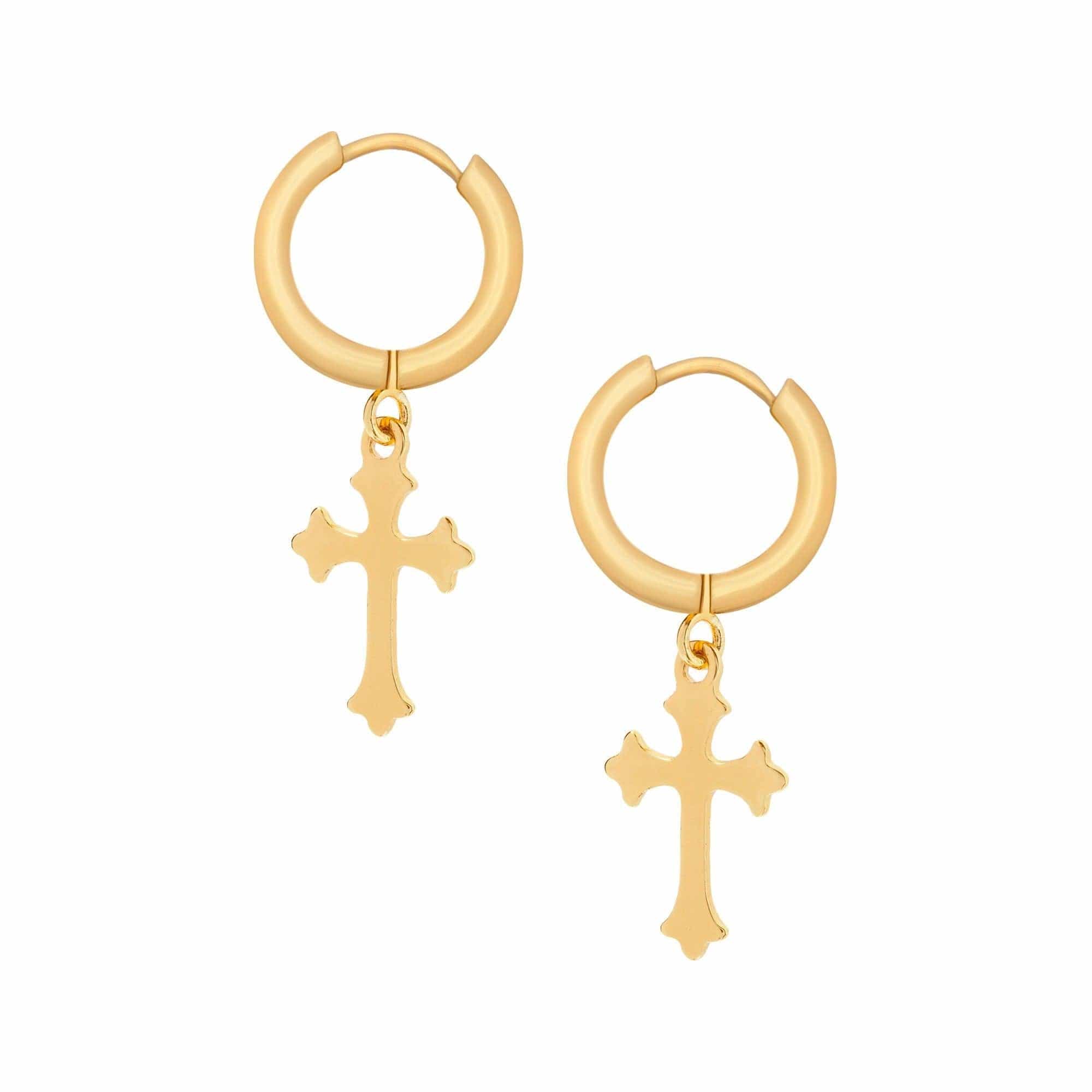 Rain Cross Hoop Earrings