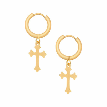 Rain Cross Hoop Earrings