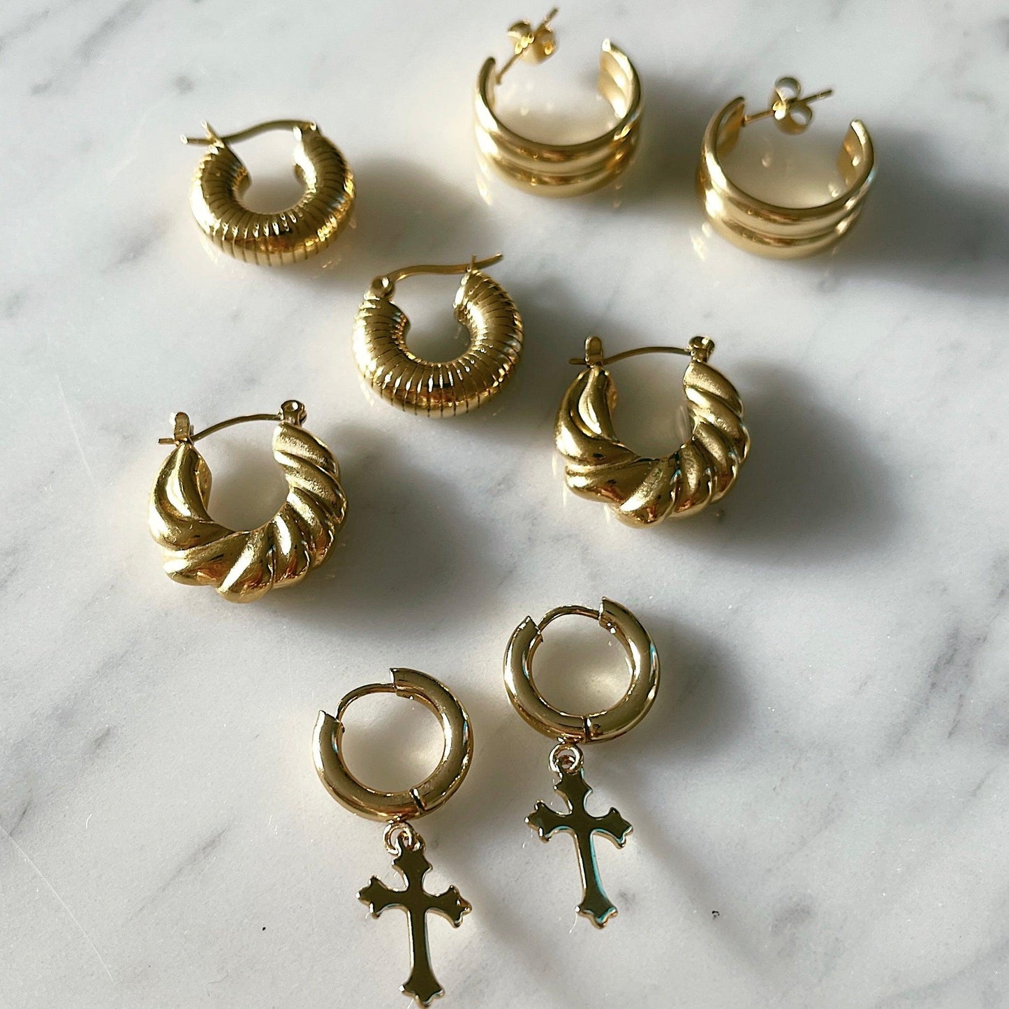 Rain Cross Hoop Earrings