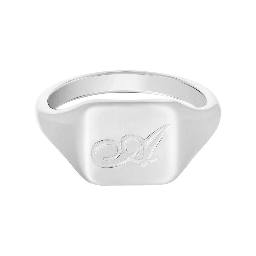 Raina Initial Signet Ring