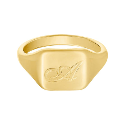 Raina Initial Signet Ring