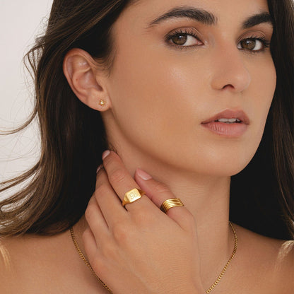 Raina Initial Signet Ring