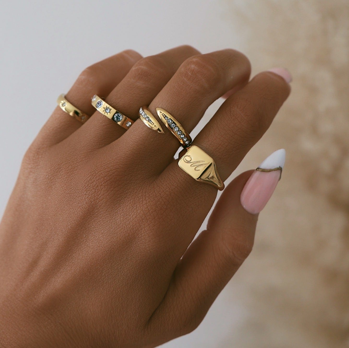 Raina Initial Signet Ring