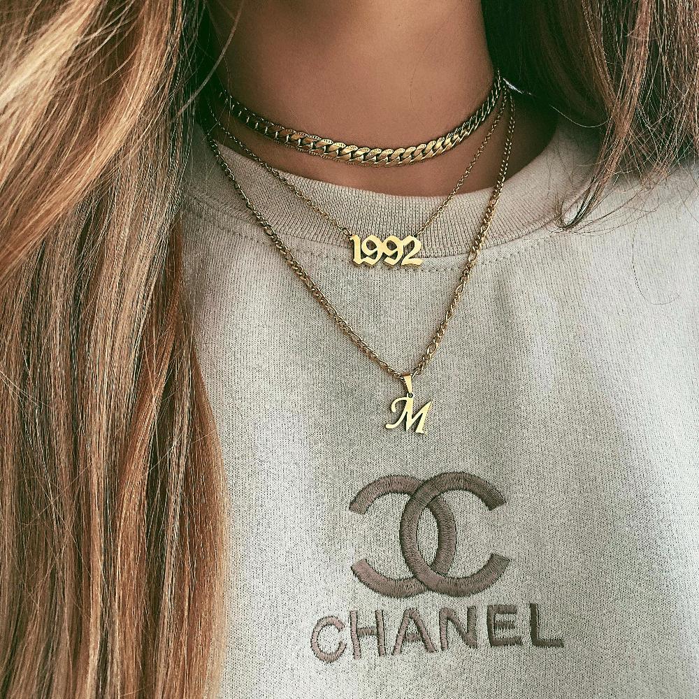 Script Year Choker Necklace