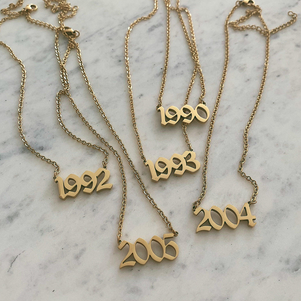 Script Year Choker Necklace
