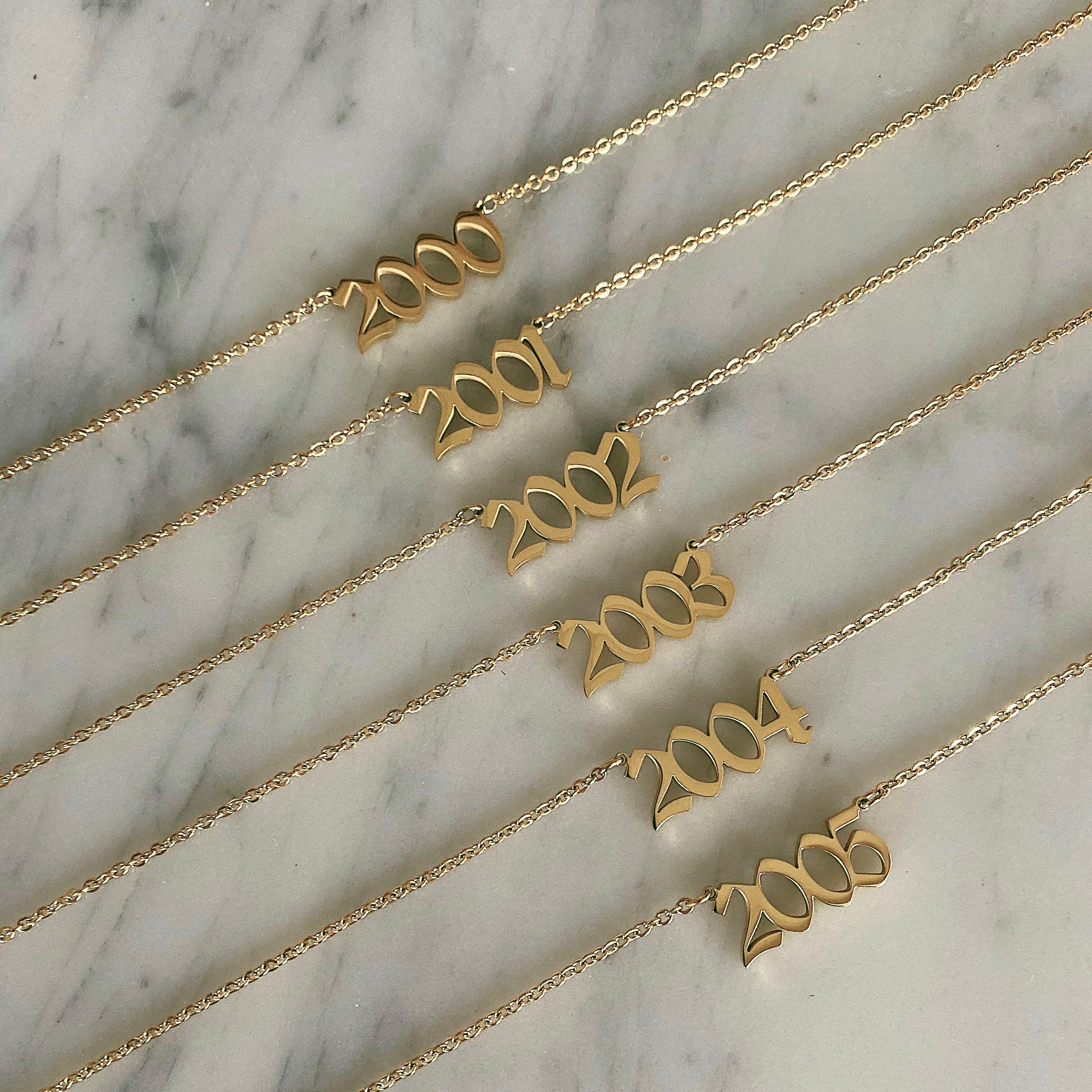 Script Year Choker Necklace