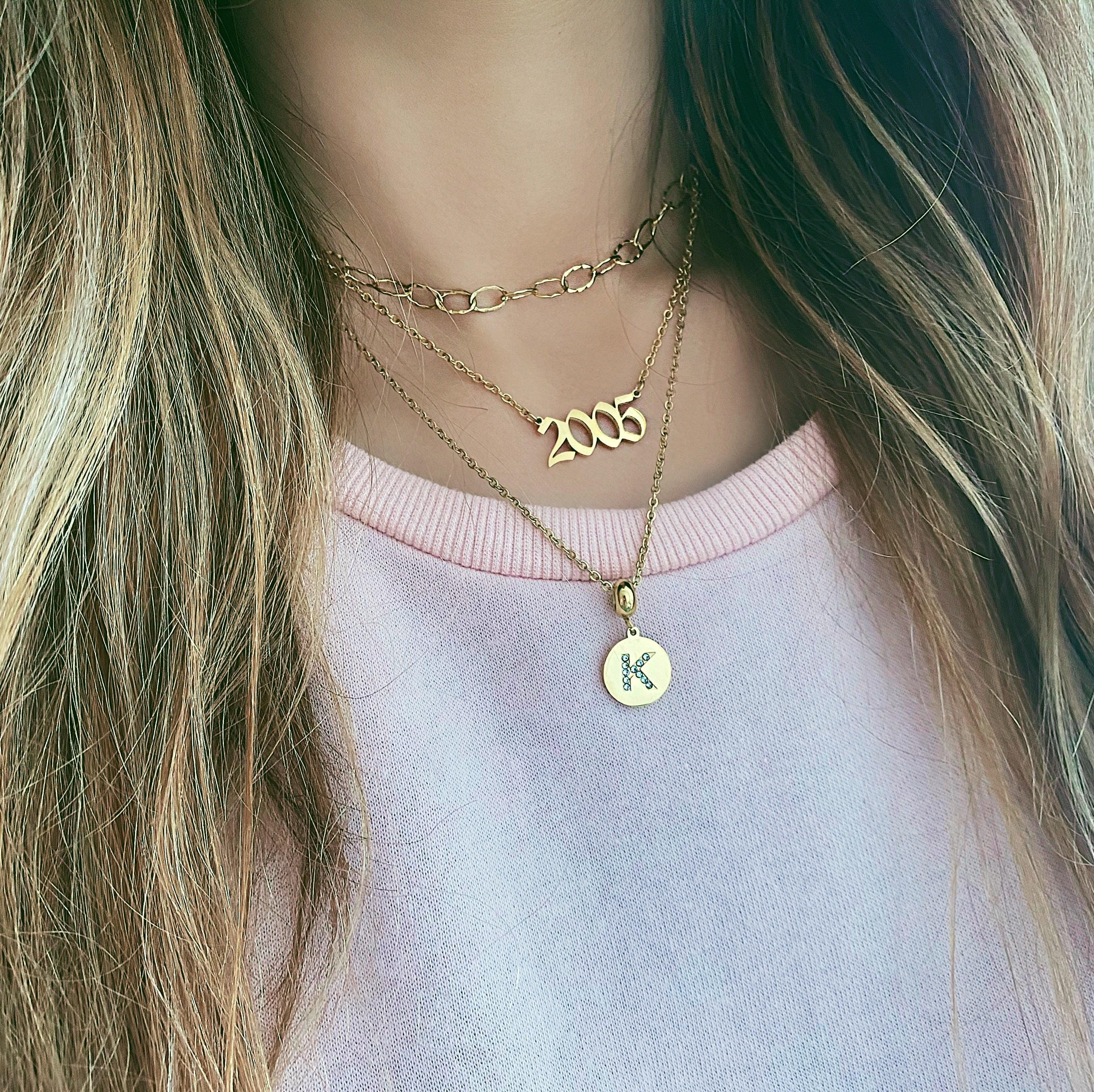 Script Year Choker Necklace