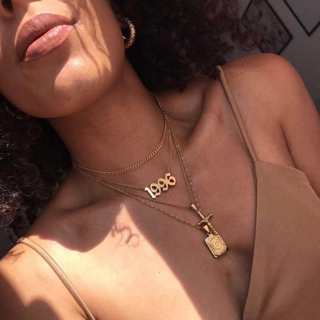 Script Year Choker Necklace