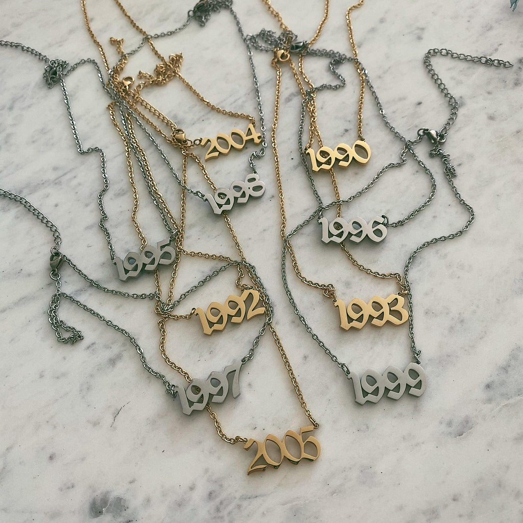Script Year Choker Necklace