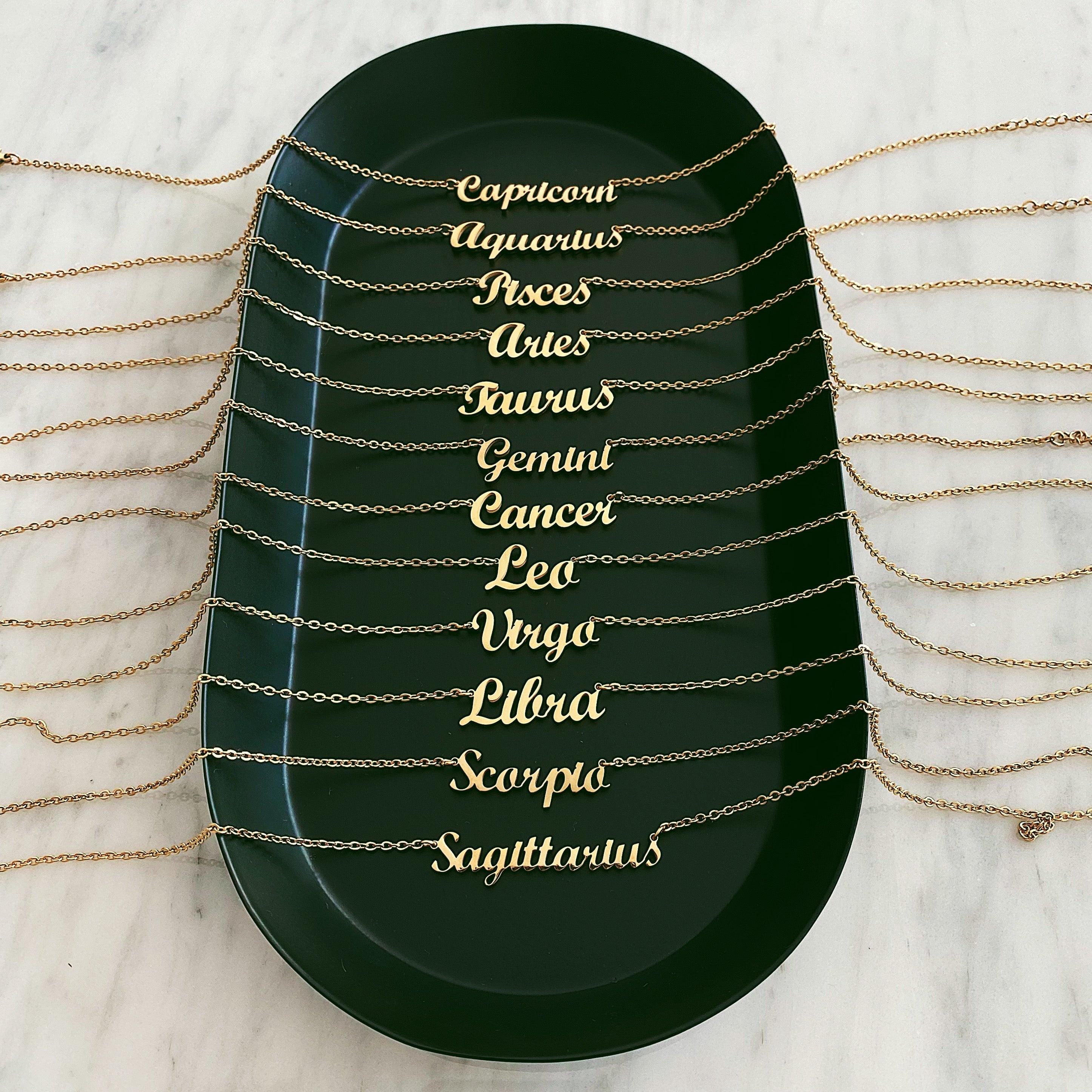 Script Zodiac Choker Necklace