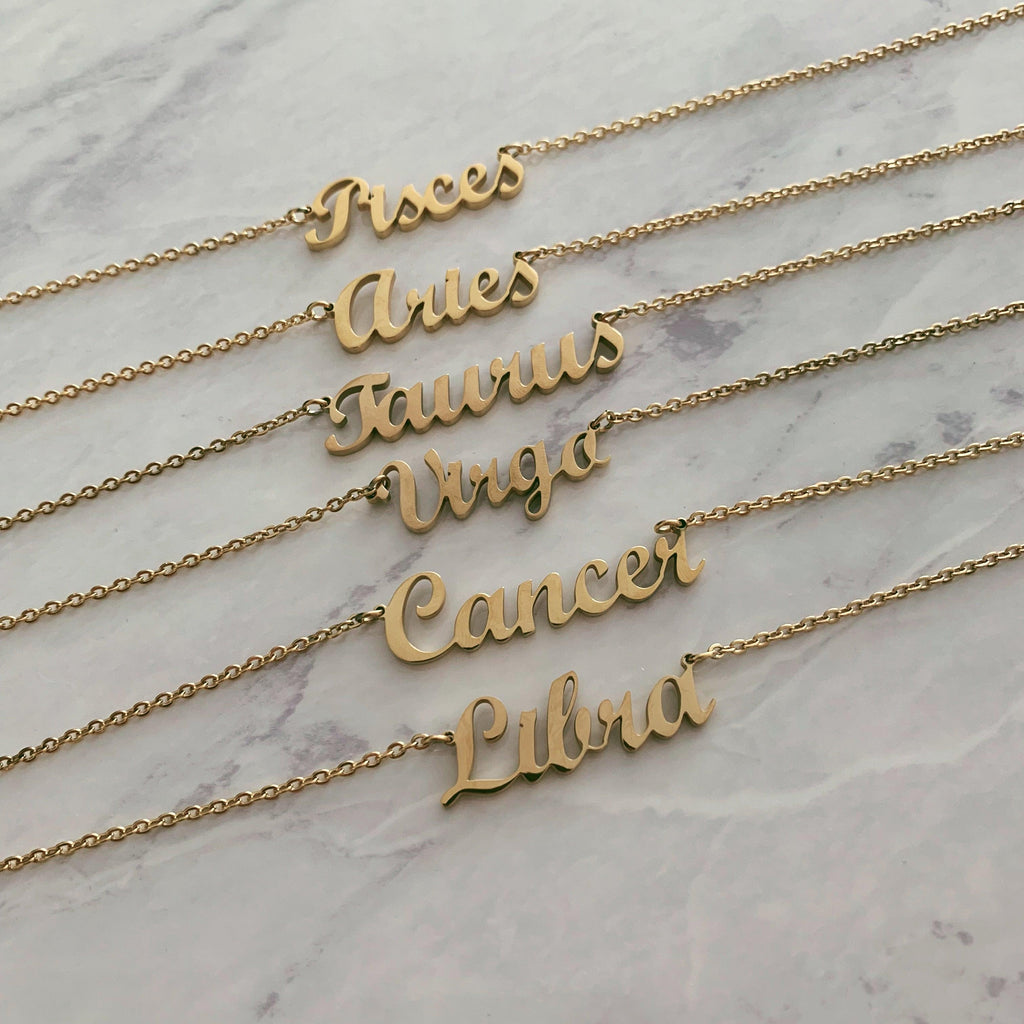 Script Zodiac Choker Necklace