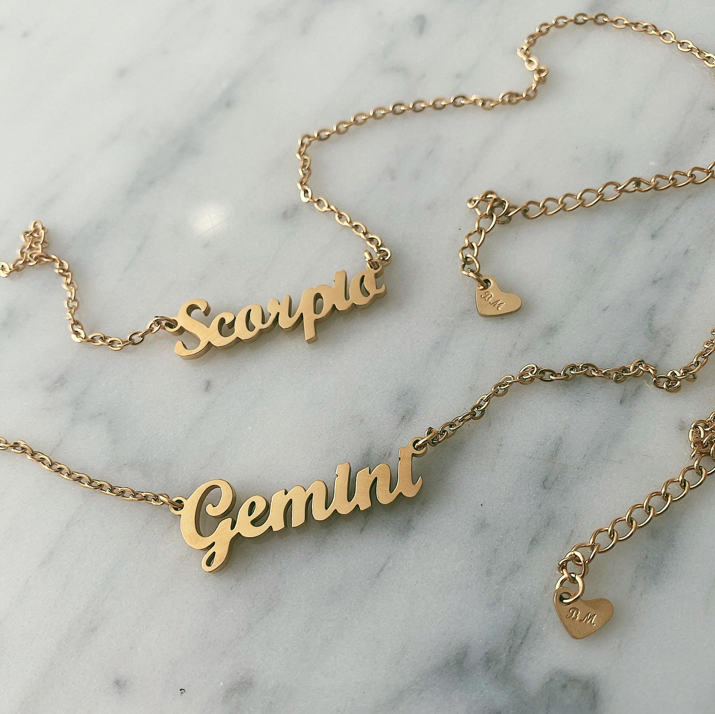 Script Zodiac Choker Necklace