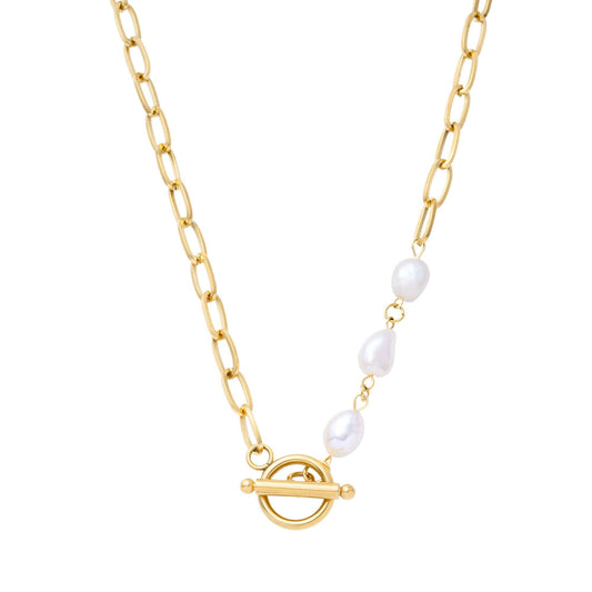 Sherbet Pearl TBar Necklace