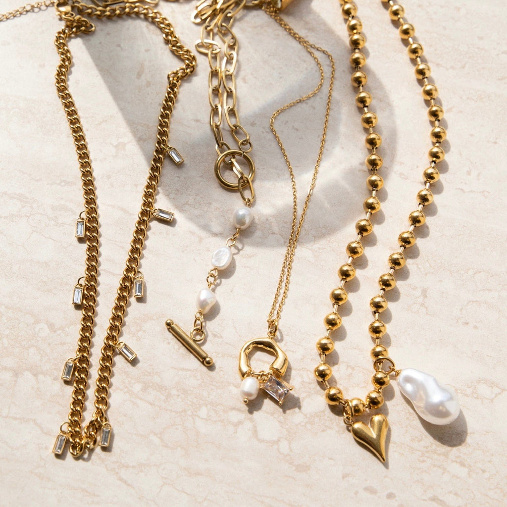 Sherbet Pearl TBar Necklace