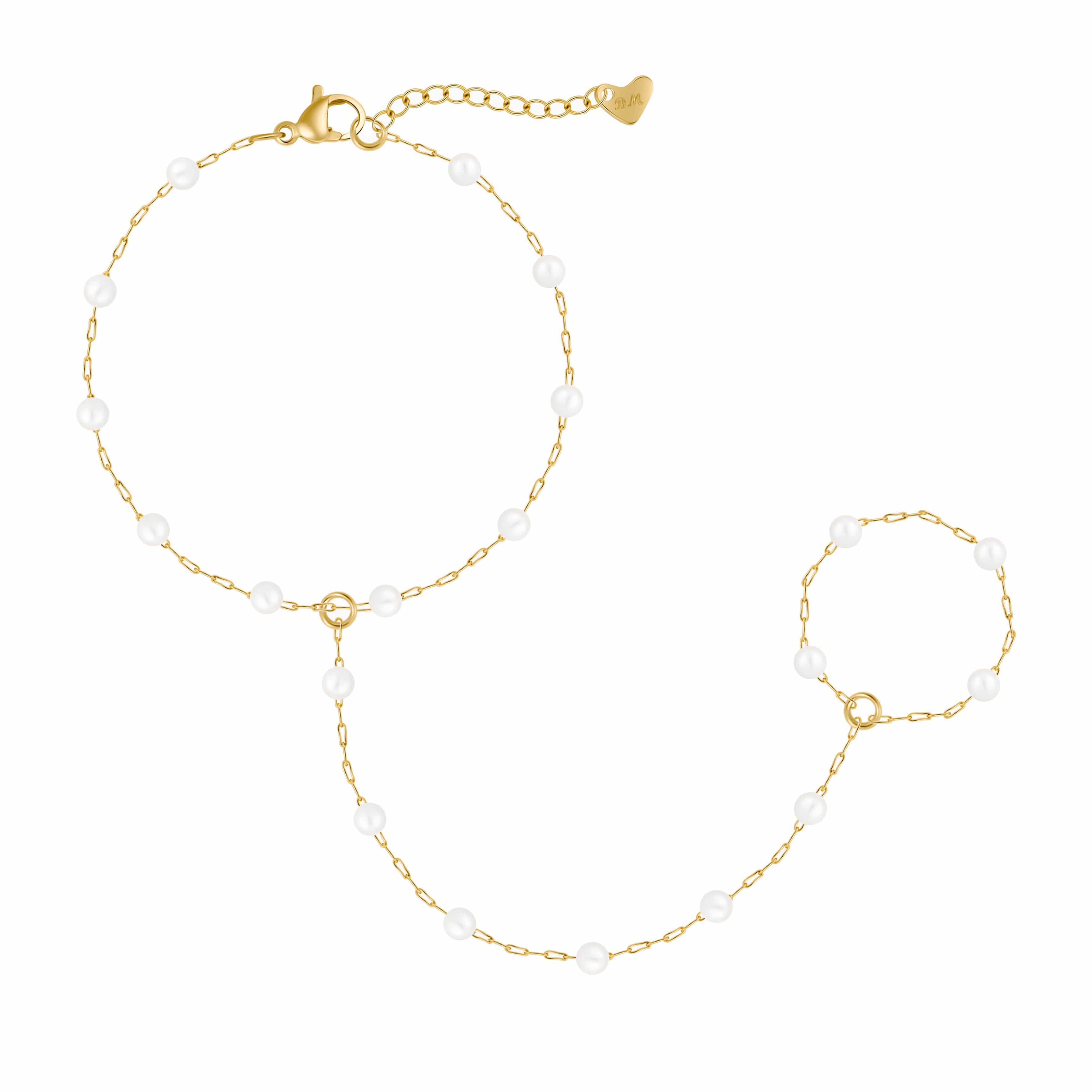 Spencer Pearl Hand Chain Bracelet