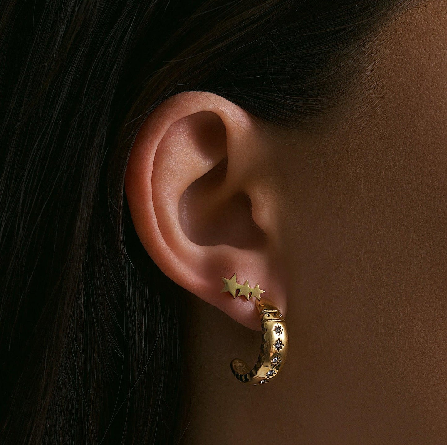 Triple Star Stud Earrings