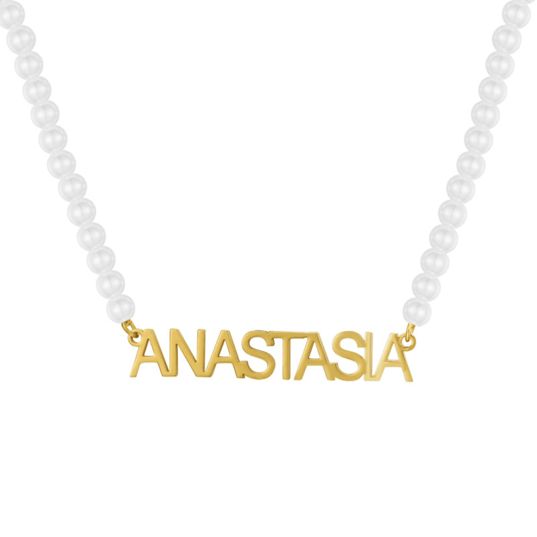 Evry Jewels Hub Custom/Personalized Pearl Nameplate Necklace