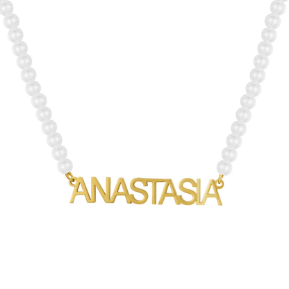 Evry Jewels Hub Custom/Personalized Pearl Nameplate Necklace