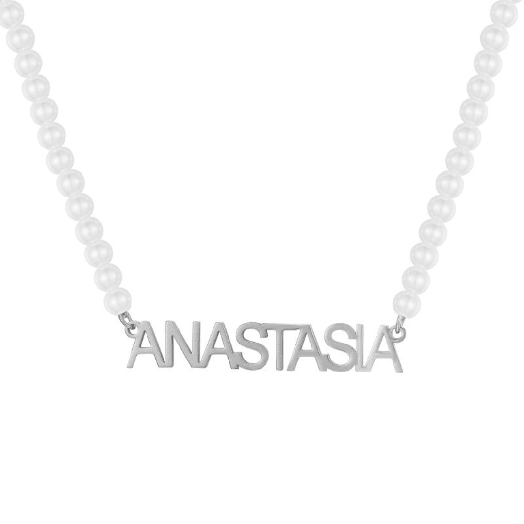 Evry Jewels Hub Custom/Personalized Pearl Nameplate Necklace