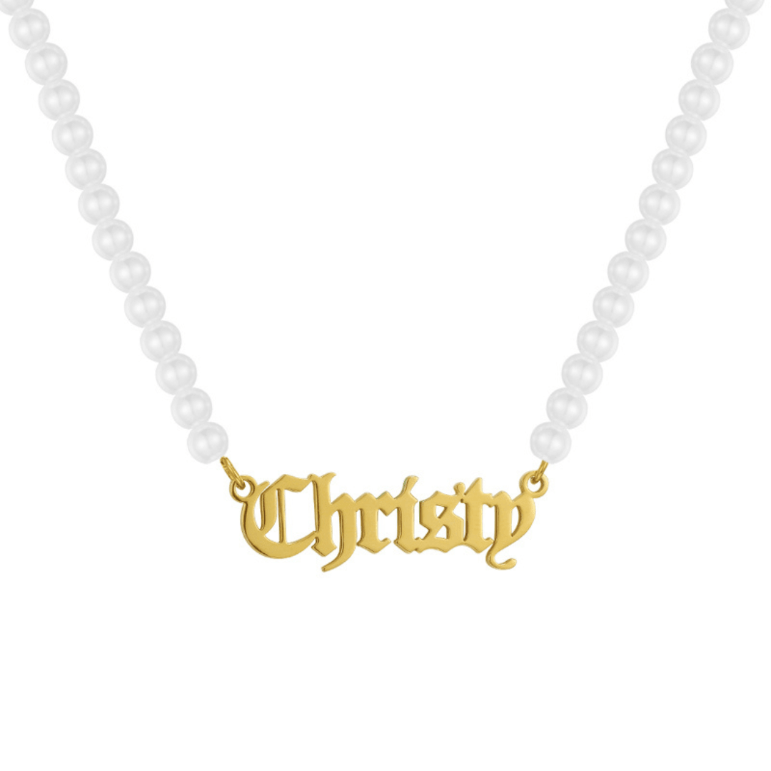 Evry Jewels Hub Custom/Personalized Pearl Nameplate Necklace