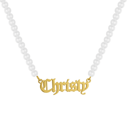 Evry Jewels Hub Custom/Personalized Pearl Nameplate Necklace