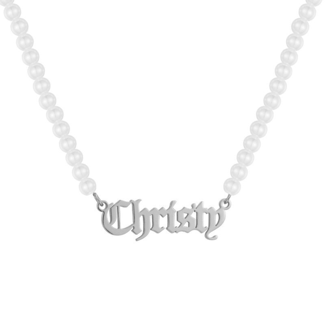 Evry Jewels Hub Custom/Personalized Pearl Nameplate Necklace