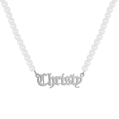 Evry Jewels Hub Custom/Personalized Pearl Nameplate Necklace