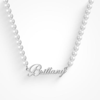 Evry Jewels Hub Custom/Personalized Pearl Nameplate Necklace